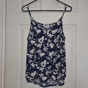 Navy and White Floral Tank Top